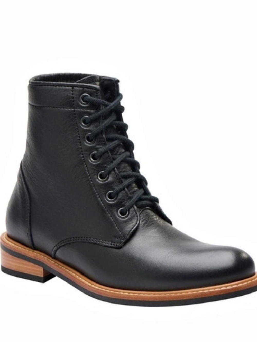 Nisolo All-Weather Amalia Boot Leather Lace-Up Boots Black US 8 New On Box